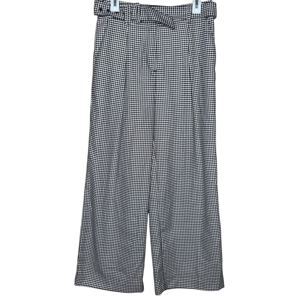 LOFT Womens Sz 4  Houndstooth Wide Leg Trouser Dress Pants Business Casual